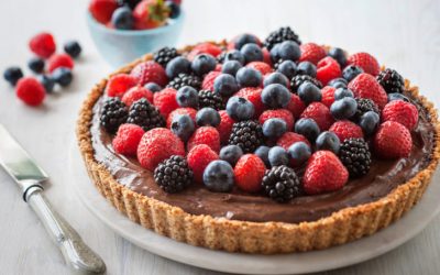 RECIPE: Chocolate Mousse, toasted almond and berry tart